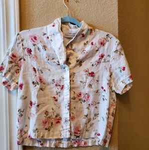Floral Button Down Short Sleeve Top